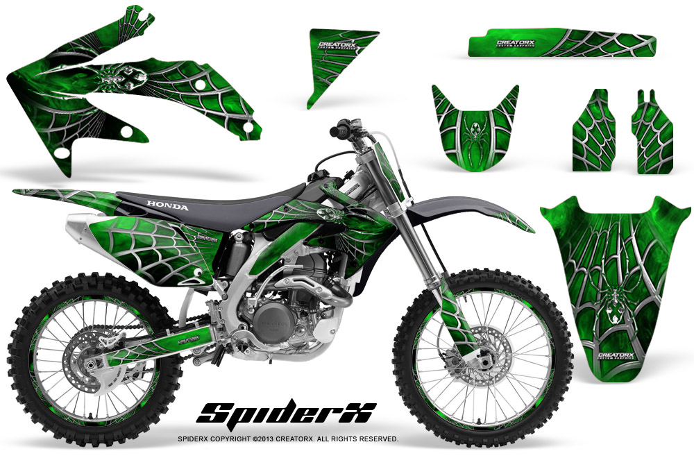 Honda CRF 450R 05-08 Graphics Kit SpiderX Green NP Rims